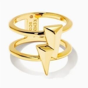 NWT Kendra Scott Double Band Gold Lightning Bolt Ring